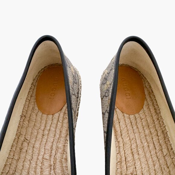 Gucci Pilar GG Bee Espadrille Flats EU 42 US 12 Beige Supreme Canvas Slip On - Picture 6 of 12
